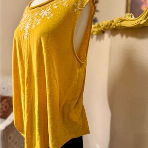Old Navy Yellow Sleeveless Tank Top with Embellished Neckline